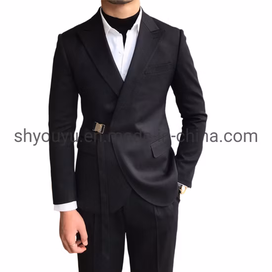 Luxuriöse 3-teilige Herrenanzüge aus Wolle, Slim-Fit-Anzugset, solide Jacke, Weste, Hose mit Krawatte, 2-Knopf-Herrenanzug