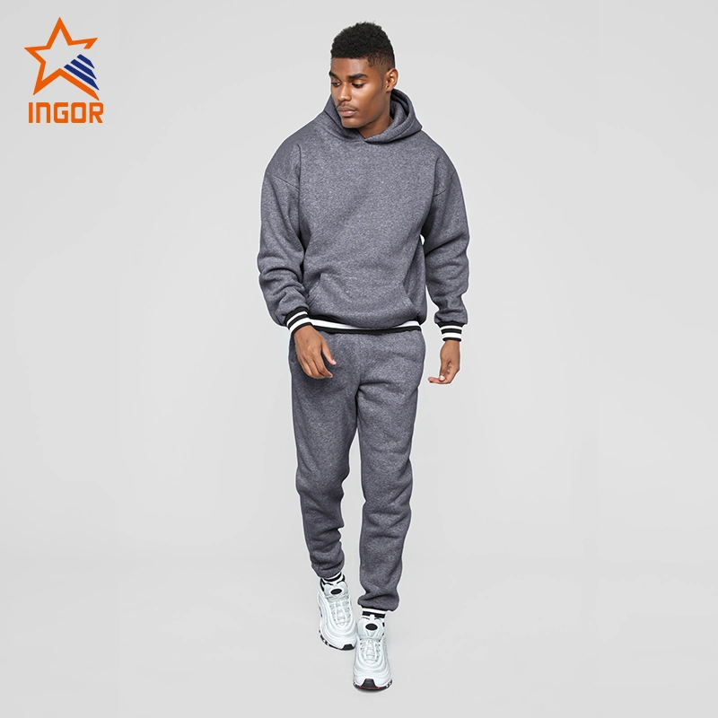 Ingorsports Custom Wholesale Mens Sweat Suits 2 Pieces Hoodie Set Jogging Suit Tracksuits for Men