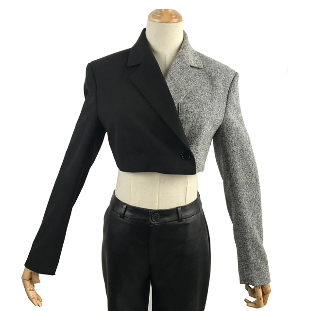 New Style Two Tone Tops Single Breasted Short Blazer Skirt Suit Womens