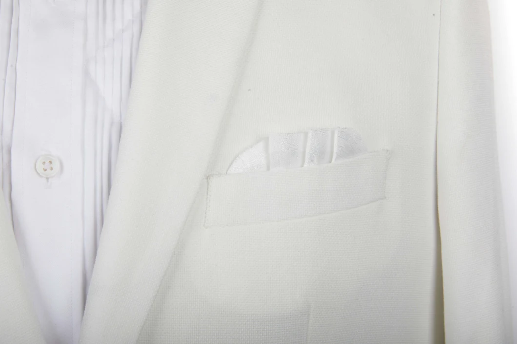 Wholesale Custom Made White Plain Jacket 65%Polyester-35%Rayon Wedding Suit