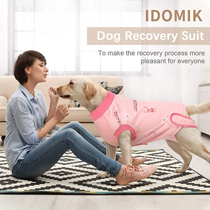 Recovery Suit for Dogs Cats After Surgery, Recovery Shirt for Male Female Dog Abdominal Wounds Bandages Cone E-Collar Alternative, Anti-Licking Pet Surgical Rec