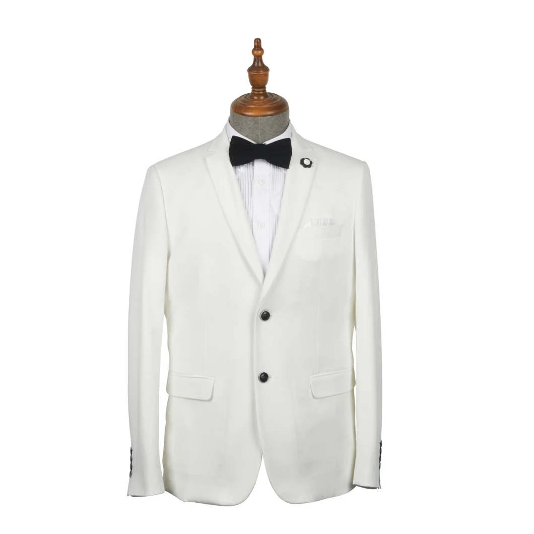 Wholesale Custom Made White Plain Jacket 65%Polyester-35%Rayon Wedding Suit