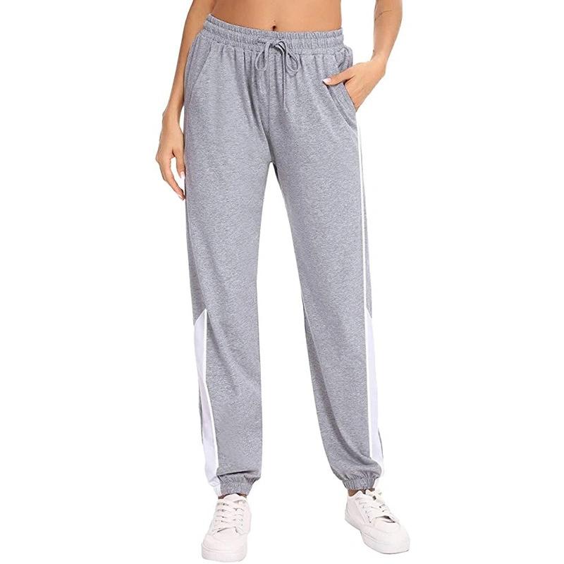 Factory Hot Wholesale Fashion Sweatpants Drawstring Women′s Sweatpants Drawstring Waistband Side Stitching Pants Ladies Jogging Trousers