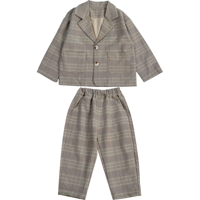 Autumn New Children Suit Korean Version Plaid Suit Suit Boy Suit